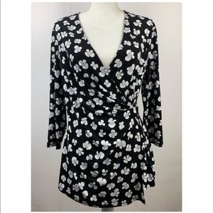 Anne Klein Floral Plunging Neckline Top